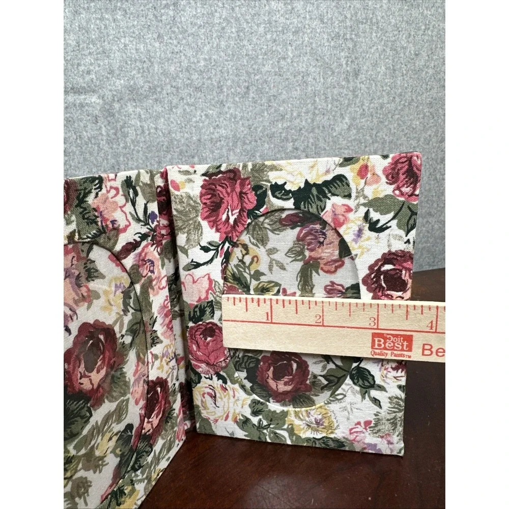 Vintage Floral Fabric Picture Frame Rose Print Cottage Core Granny
